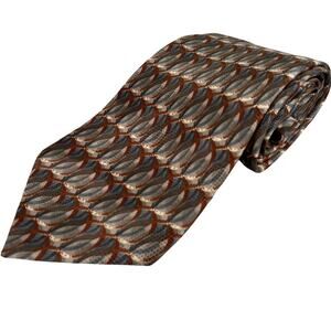 Stafford Mens Tie 100% Silk Italy Brown Gray Retro New